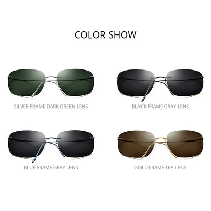 FONEX Titanium Rimless Sunglasses Men Austria Ultralight Frameless Square Polarized Sun Glasses for Women Japanese Shades 85694