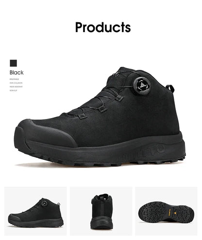 HUMTTO Lederschuhe für Herren Winter Camping Outdoor Herren-Sportschuhe Atmungsaktive Trekkingstiefel für Männer Rutschfeste Wandersneaker