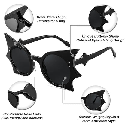 1-36Pcs Bat Sunglasses Black Retro Punk Hip Hop Style Sunglasses for Halloween Everyday Life  Party Fashion role play decoration