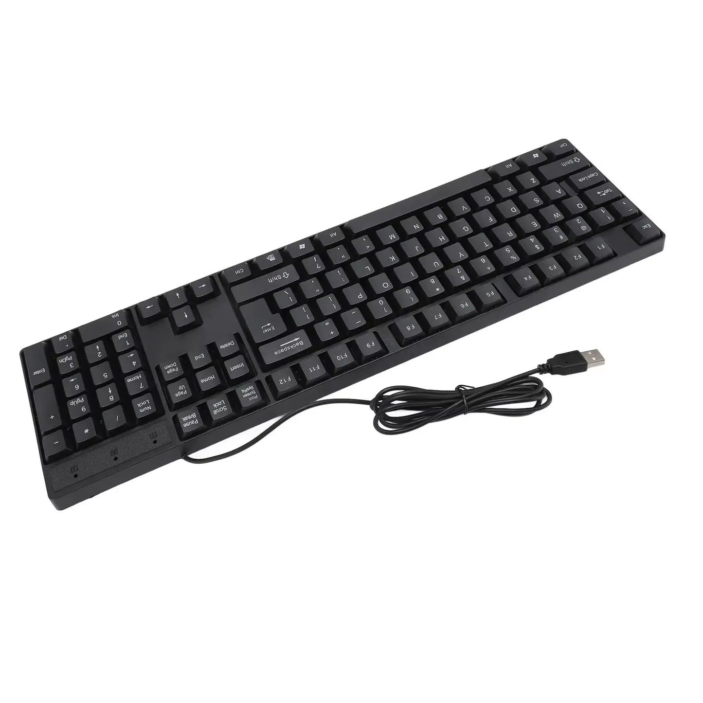 104-Tasten-USB-Tastatur mit Kabel, Englisch/Russisch/Spanisch/Französisch, ergonomisches Design, Gaming-Tastatur für Büro, Laptops und Desktops