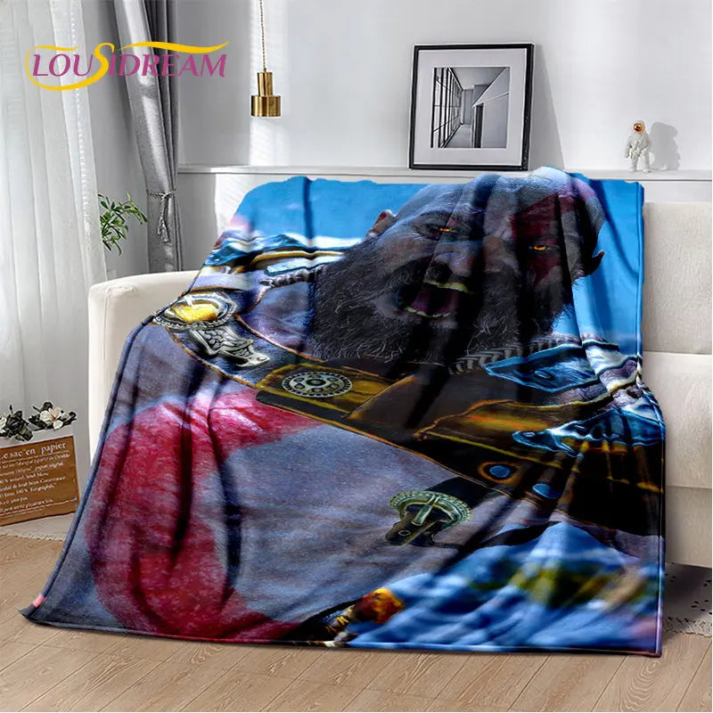 God of War Game Gamers Kratos Soft Plush Blanket,Flannel Blanket Throw Blanket for Living Room Bedroom Bed Sofa Picnic Cover Kid