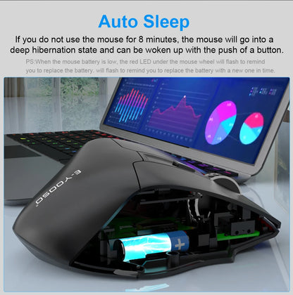 Rato Gaming Sem Fios E-YOOSO X-31 USB 2.4G de Grande Dimensão para Mãos Grandes, PAW3212, 4800 DPI, 5 Botões, para Gamer, Computador Portátil e PC