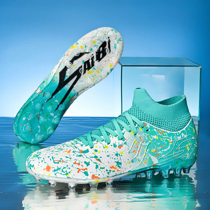 Chaussures de football pour hommes, modèle AG FG, tige en maille ultra-légère, soutien stable de la voûte plantaire, idéales pour les entraînements prolongés sur terrain de gazon extérieur.