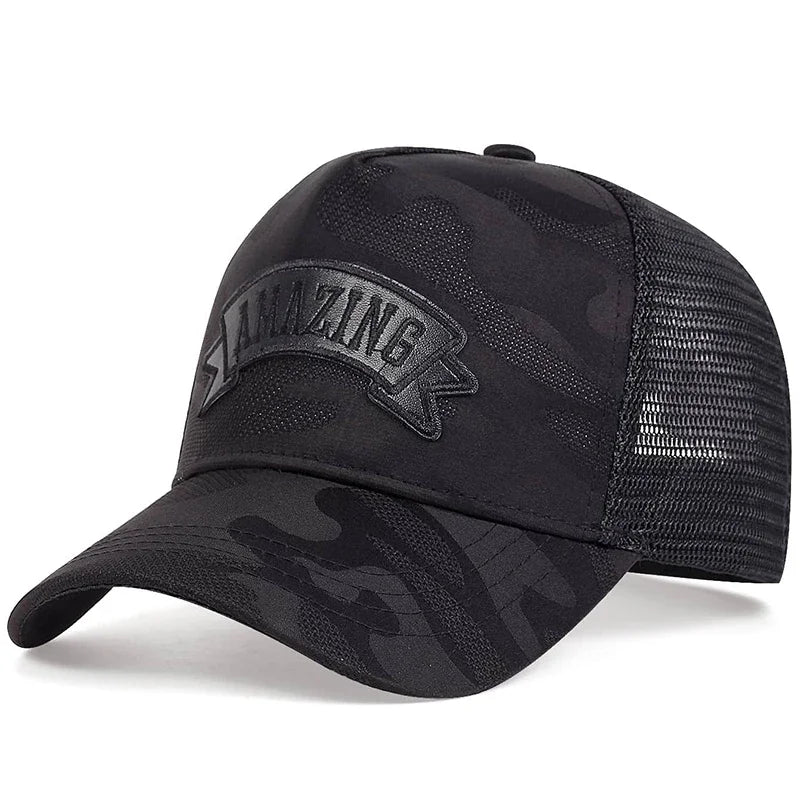 Unisex AMAZING bogstavbroderede baseballkasketter til forår og sommer, udendørs, justerbare, afslappede hatte, solbeskyttelseshatte