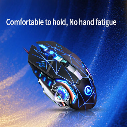 Mouse da gaming cablato USB a 6 pulsanti, retroilluminato, ergonomico, DPI regolabile, ottico, per PC gamer e computer desktop