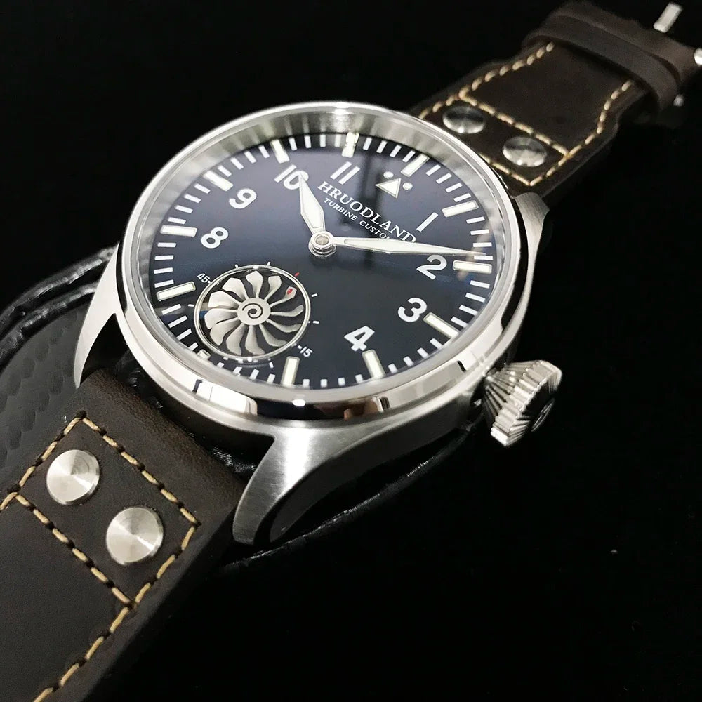 Hruodland 2025 Nuovo orologio meccanico da uomo Seagull ST3620 Retro Pilot 43MM BGW-9 luminoso, vetro zaffiro, turbina, Reloj Hombre