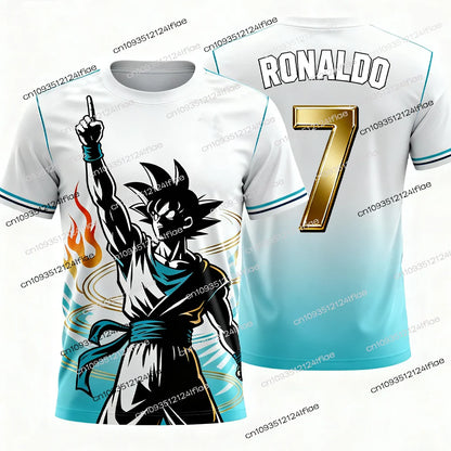 2025 New Dragon Ball Z Goku Special Production Ronaldo Football Jersey T-shirt Kids Anime Cartoon Tshirt Men's Sports T shirt