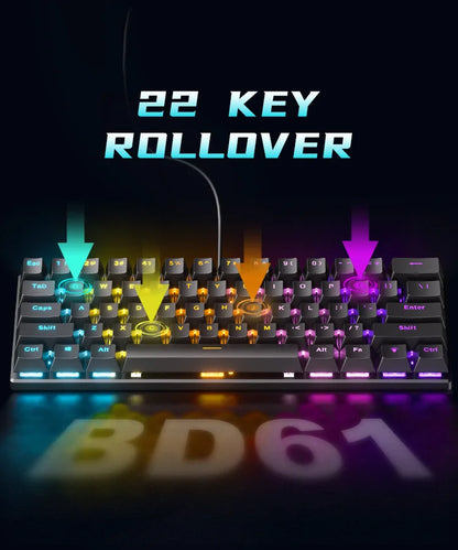 Mechanische 60%-Gaming-Tastatur, Gamer-Keyboard, mechanische Tastaturen für PC, Laptop und Büro, Mini-Keyboard, Klavye, Tasten, weiß