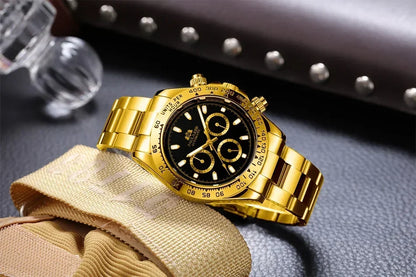 Automatic Watches for Men Mechanical Self Weind Gold Stainless Steel Glacier Ice Blue Chestnut Brown Bezel Reloj Hombre Baratos