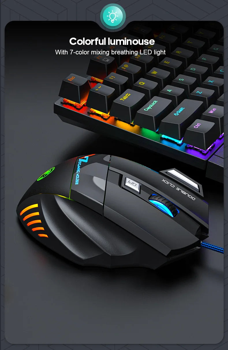 IMICE X7 Optische Gaming-Maus – einstellbare DPI, ergonomisches Anti-Rutsch-Design, farbenfrohe Beleuchtung, geeignet für Desktop-Computer und Laptop