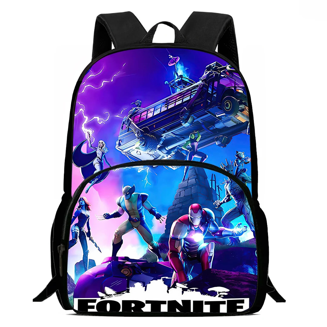 Kids School Backpack with Front Pocket, Light Weight Cartoon Fortnite Children Backpack For Age 6-9, Bags For Boys Girls