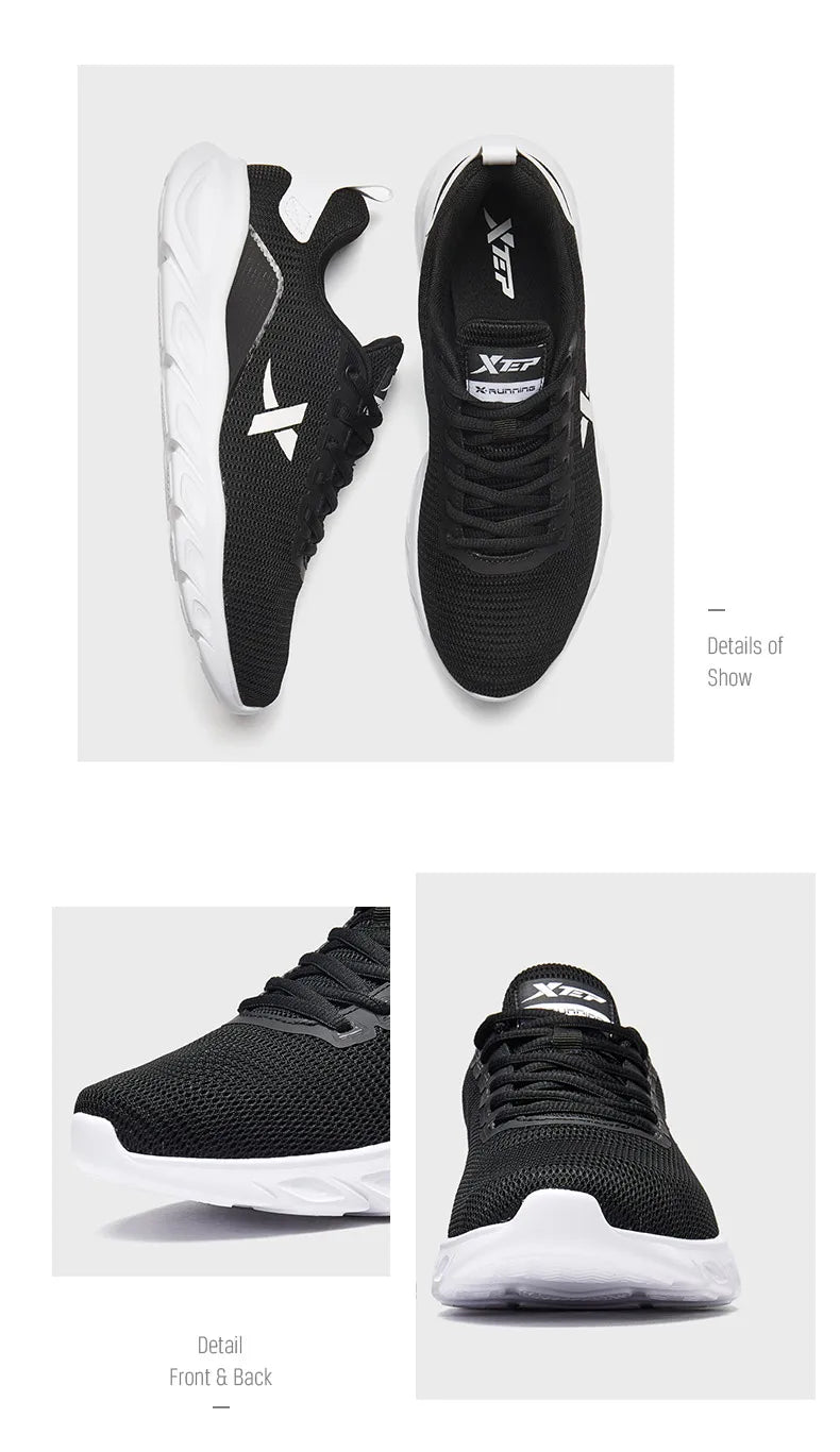 Zapatillas de running Xtep para hombre 2025 primavera, zapatillas deportivas absorbentes del sudor, resistentes al desgaste y estables, sneakers deportivos 880119115131