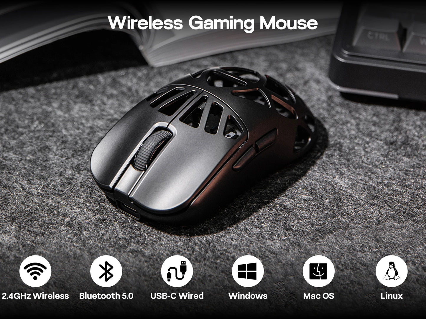 EPOMAKER Carbon X Gaming Mouse – 30,000 DPI PAW3950 Tri-Mode Wireless Mouse