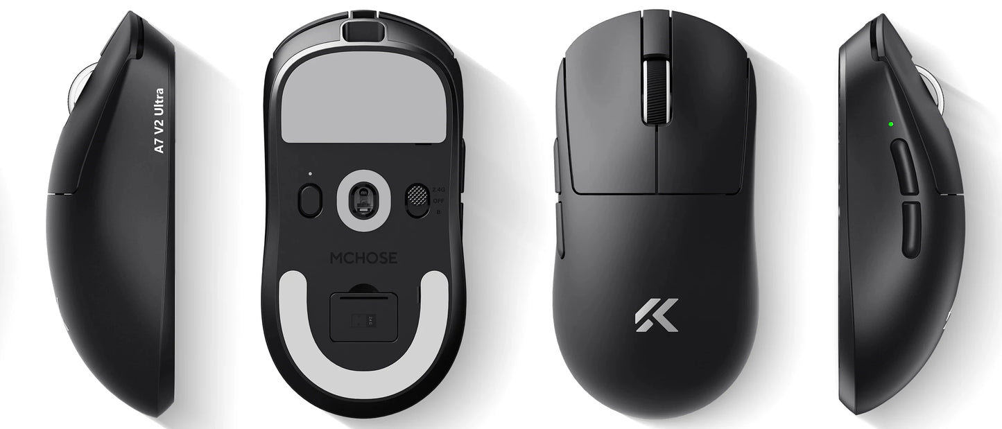 Ratón gaming inalámbrico ligero MCHOSE A7 V2 con doble tasa de sondeo de 8,000Hz, PAW3950 TI, para gaming, esports y oficina