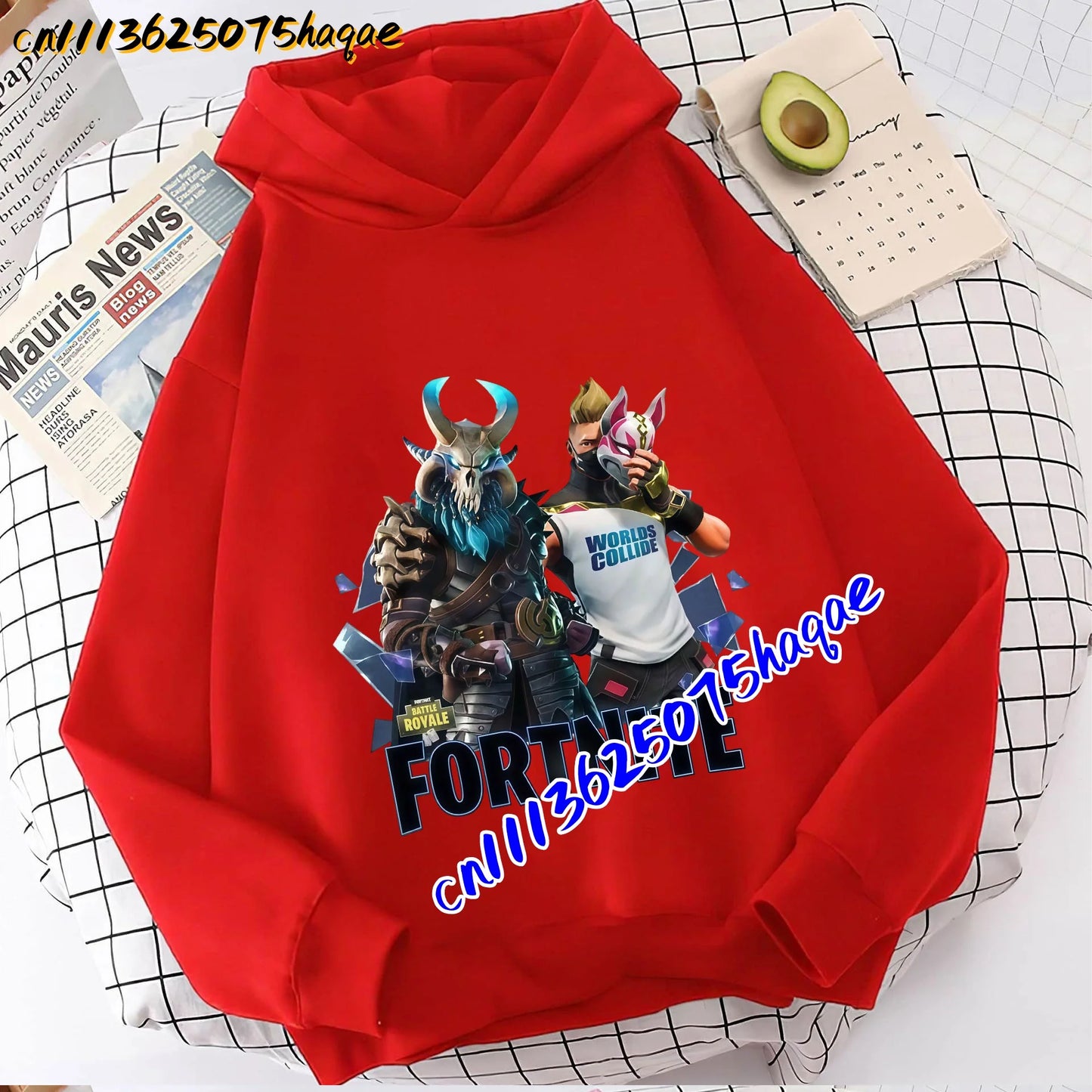 FORTNITED Kinder-Langarm-Hoodie für Mädchen und Jungen, Streetwear, Pullover-Sweatshirt für Babys, Anime-Mode, Kinderoberteil, Geschenk