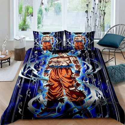 Cartoon/Anime Son Goku Dragon Ball Themed Printed Bedding Set: This soft and comfortable set includes a duvet cover and pillowca