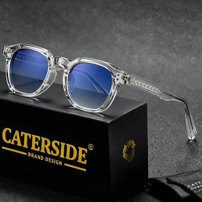 CATERSIDE Retro Punk Men Sunglasses Small Frame Square Personalized Design Sun Glasses Women Travel Party Business Festival Gift