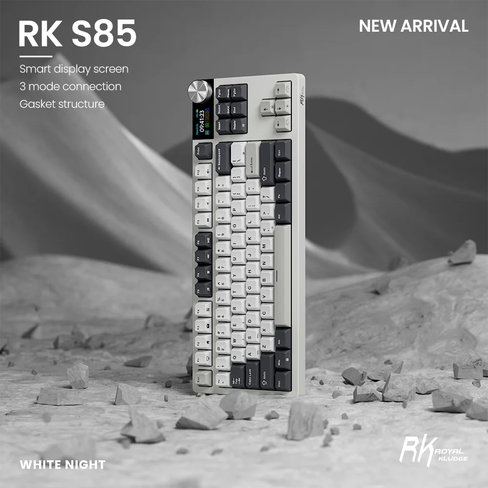 RK ROYAL KLUDGE S85 TFT Color Screent Mechanical Keyboard Tri Mode Wireless 85 Keycaps Hot-Swappable Gamer Keyboard RGB Backlit