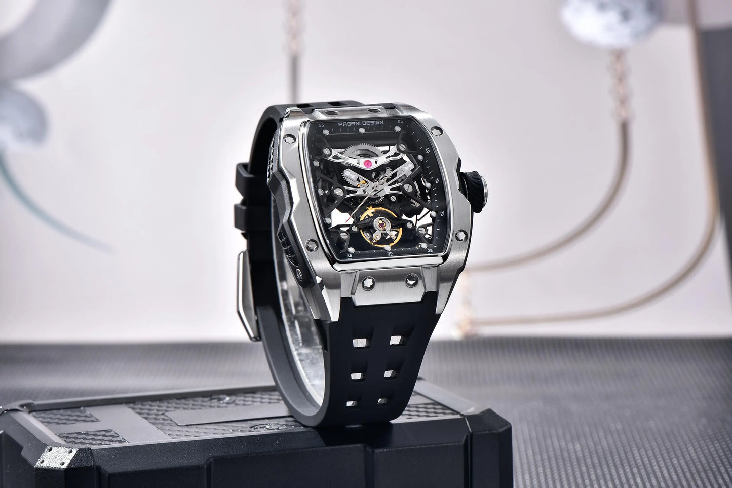 Novo Relógio de Pulso Masculino PAGANI DESIGN PDYS018 Automático Mecânico, Fashion Casual Skeleton, Safira e Aço Inoxidável