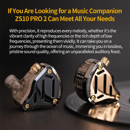 KZ ZS10 PRO 2 In-Ear Monitor IEM Earbuds – Hybrid Wired Earphones with 1DD+4BA Drivers, Professional Gaming IEM Earbuds, HiFi Noise Isolating In-Ear Monitor Headphones with Microphone