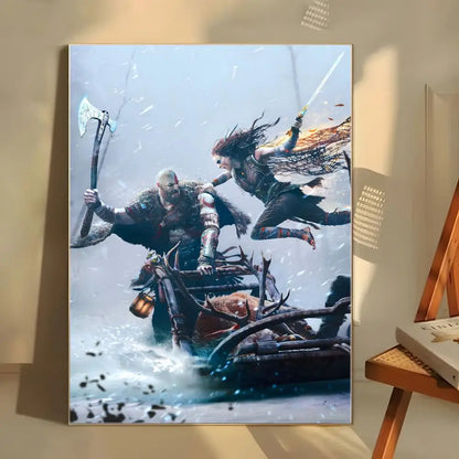 Dark Fantasy G-God of War Poster  Self-adhesive Art Waterproof Paper Sticker Coffee House Bar Room Wall Decor