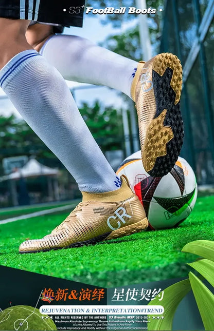 Kinder-Fußballschuhe mit Zehenschutz gegen Stöße, Schnürverschluss, kurzen rutschfesten Stollen, strapazierfähig und atmungsaktiv, für Outdoor-Spiele auf Rasen