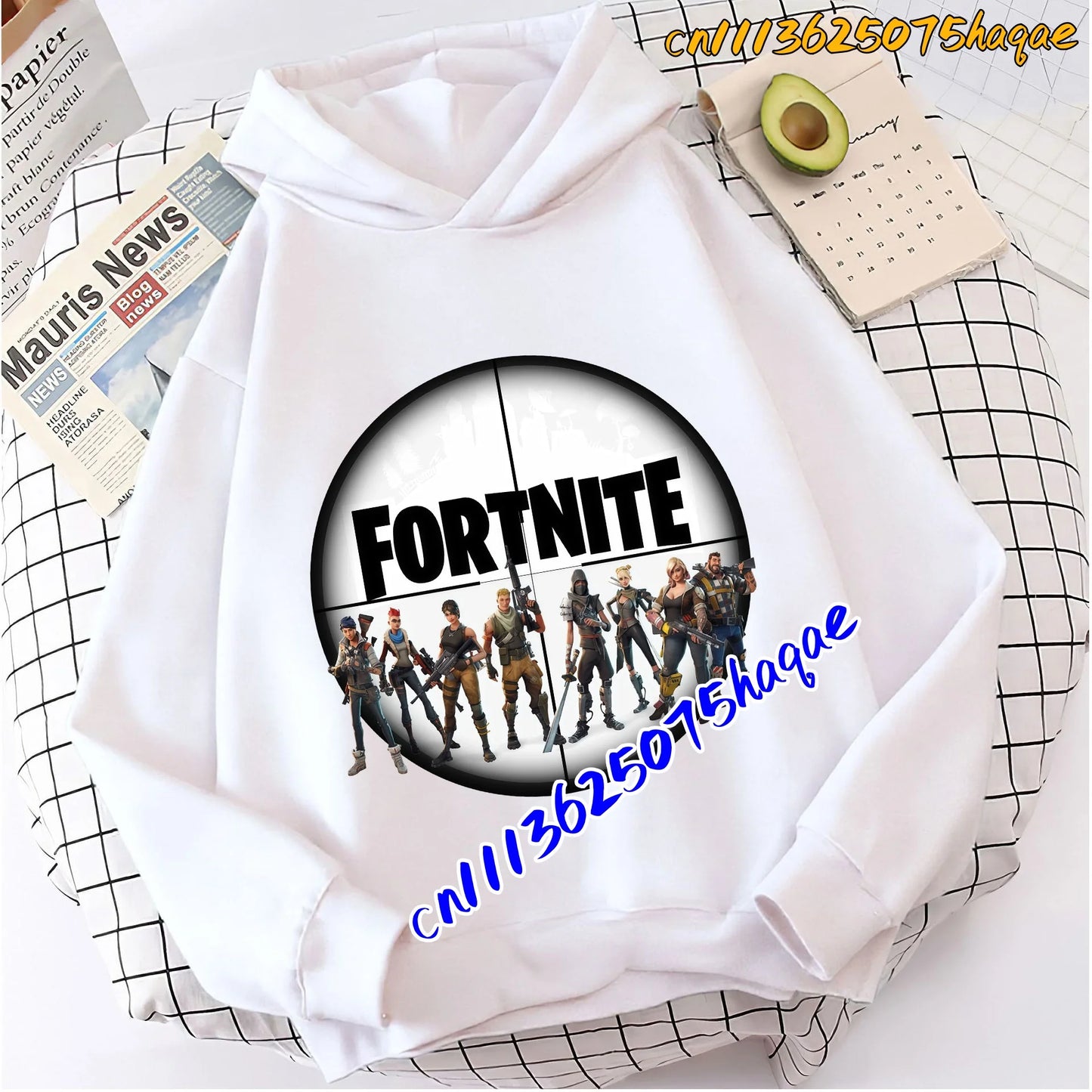 Hoodies infantis Fortnite com estampado do jogo, fato confortável de desenho animado, tops largos de manga comprida, roupa de outono/inverno