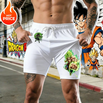 2026 Dragon Ball Summer Broly Men's Bot Fitness Double-Layer Replica Two-Piece Loose-Fit Training Running Shorts Casual Pants