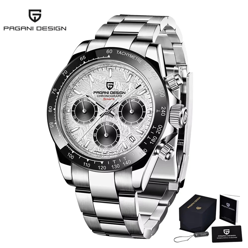 Novo Original PAGANI DESIGN PD-1664 Relógio de Pulso de Luxo para Homem, Movimento de Quartzo Japonês VK63, Safira, Cronógrafo Resistente à Água, Dourado