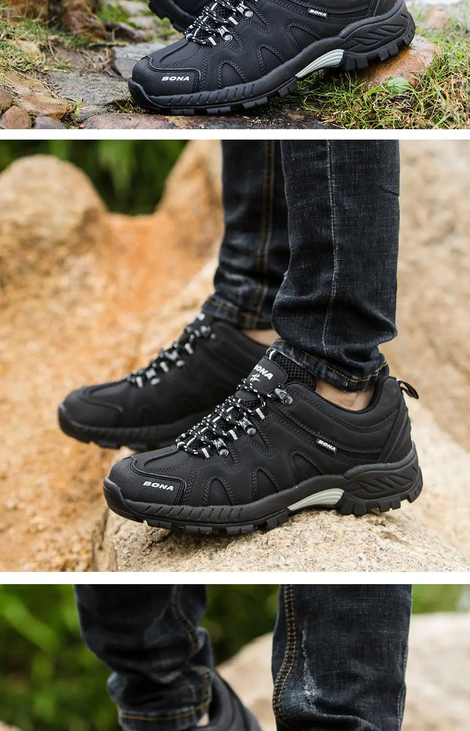 BONA Neuheit Klassischer Stil Herren-Wanderschuhe zum Schnüren Herren-Sportschuhe Outdoor-Jogging Trekking-Sneaker