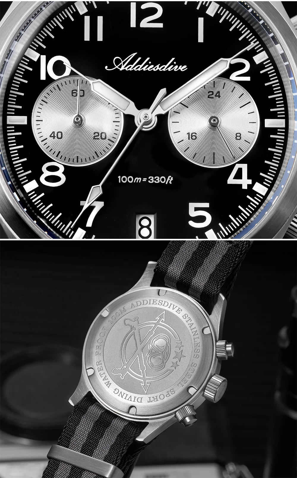 ADDIESDIVE 2025 Nuovi orologi da uomo Panda Eye, orologio al quarzo VK64 rétro di lusso per uomo, cronografo sportivo, impermeabile 100M, luminoso