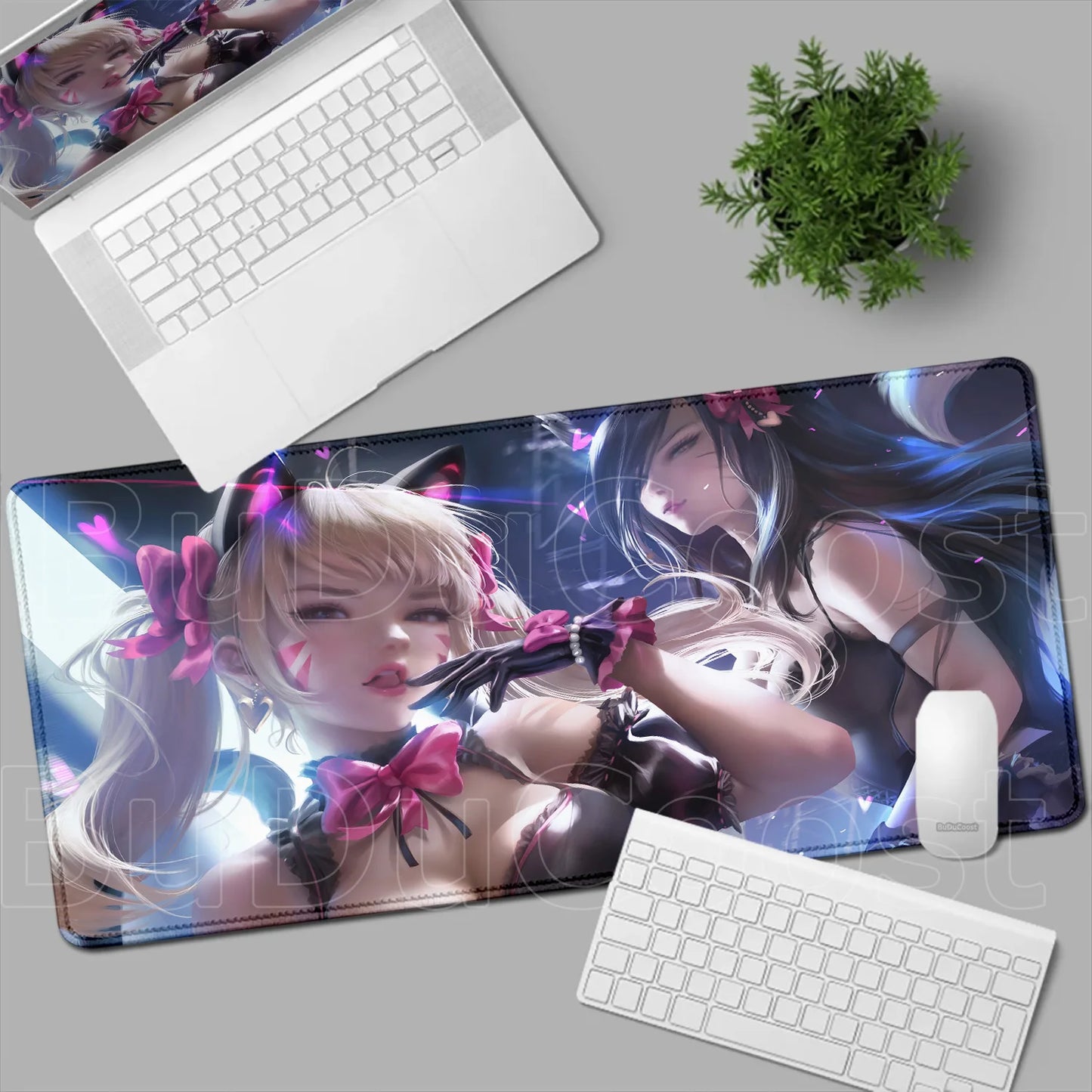 Tapete de rato gaming Overwatch Anime Girl grande XXL com impressão HD, base para teclado de computador, portátil e escritório, tapete de secretária em borracha macia 900x400 MM
