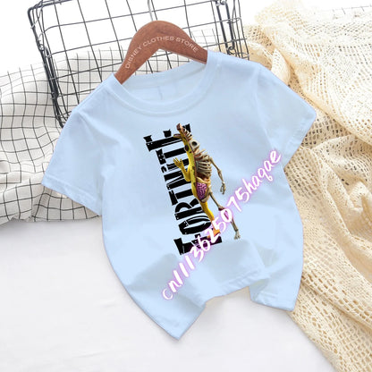 Fortnite-Kinder-T-Shirts mit Cartoon-Spiel-Figuren-Print, Fortress-Night-Tees, kurzärmelige Sommer-Tops für Jungen und Mädchen