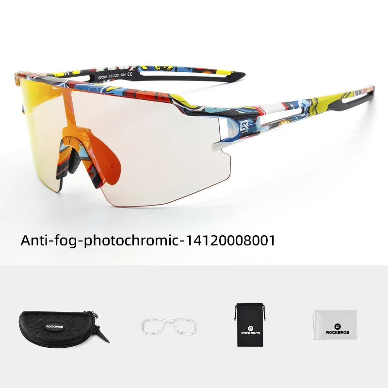 ROCKBROS Cycling Glasses Photochromic Glasses Bicycle Glasses Eyewear Goggles Windproof Bicycle Outdoor Sports Sunglasses