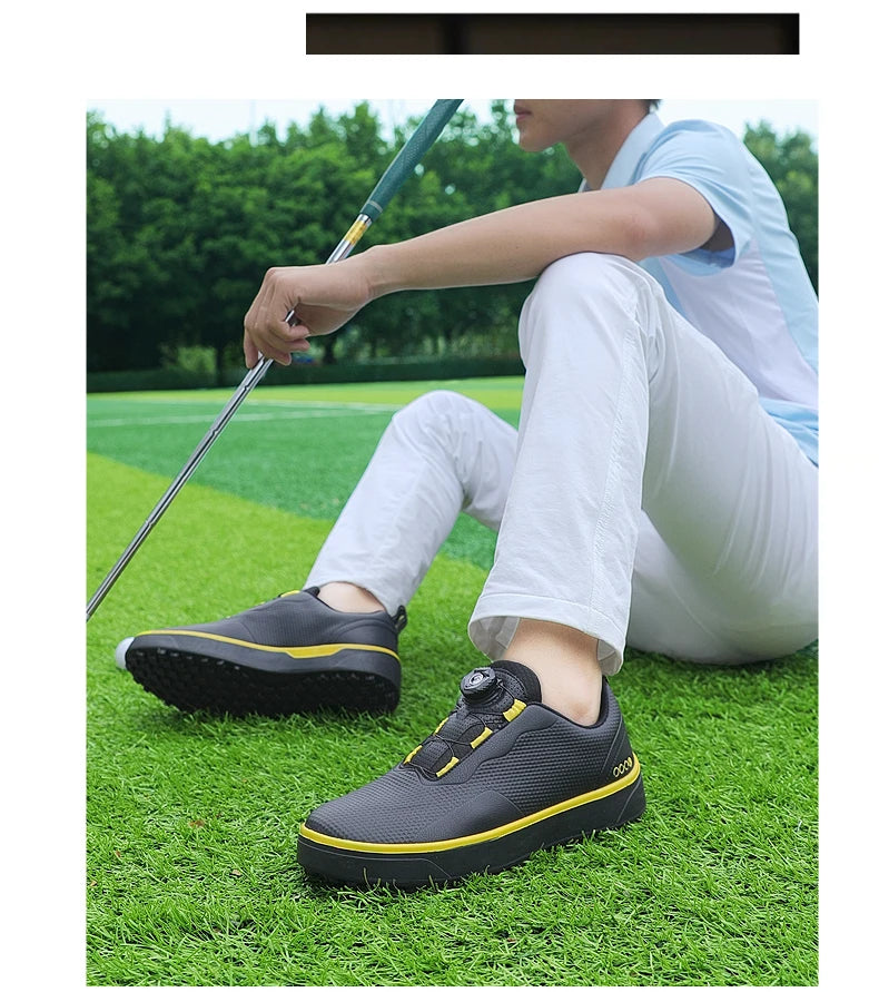 Golf Shoes Men Large Size Up to 47# Rotating Buckle Professional Non-Slip Spikeless Outdoor Beginner Training Golf Sneakers Unisex