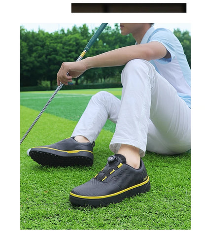 Golf Shoes Men Large Size Up to 47# Rotating Buckle Professional Non-Slip Spikeless Outdoor Beginner Training Golf Sneakers Unisex