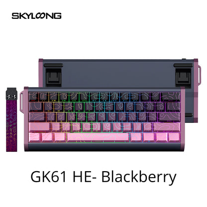 Teclado Magnético SKYLOONG GK61/GK68 HE com Caixa em Alumínio, 8000hz, RT0.01mm, Gatilho Rápido, Teclas PBT, Retroiluminação RGB, Teclado Gaming com Fio