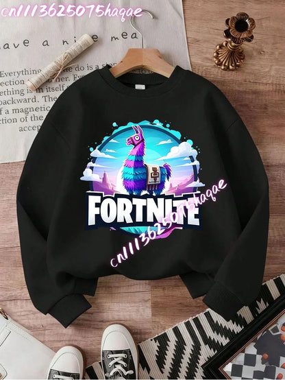 Sweatshirts Fortnite Series para Criança, Modernas para Rapazes e Raparigas, Tops Pullover de Manga Comprida para Outono/Inverno, Roupa Infantil Cartoon, Presentes de Aniversário