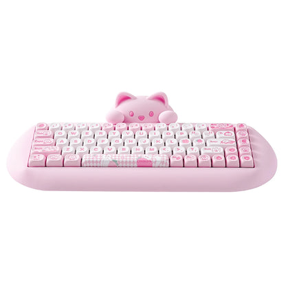 YUNZII C68 Pink 65% Hi-Fi Cute Cat Silicone Hot Swap NKRO Ergonomic Wireless BT5.0/2.4G/Wired RGB Mechanical Gaming Keyboard
