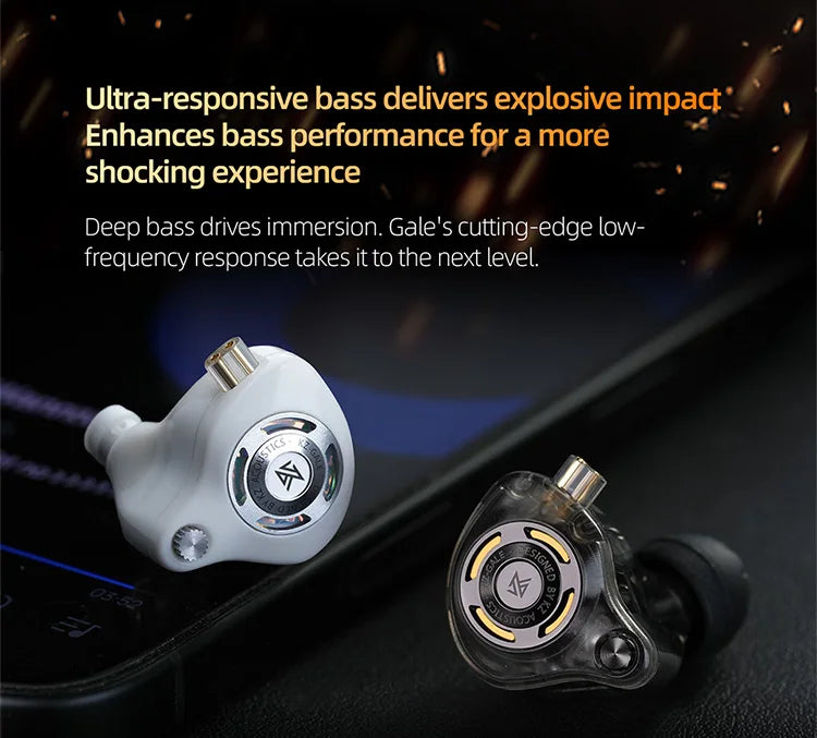 KZ Gale Gaming-IEM-Ohrhörer – HiFi-In-Ear-Monitor mit superlinearem Treiber und abnehmbarem, versilbertem 2-Pin-Kabel