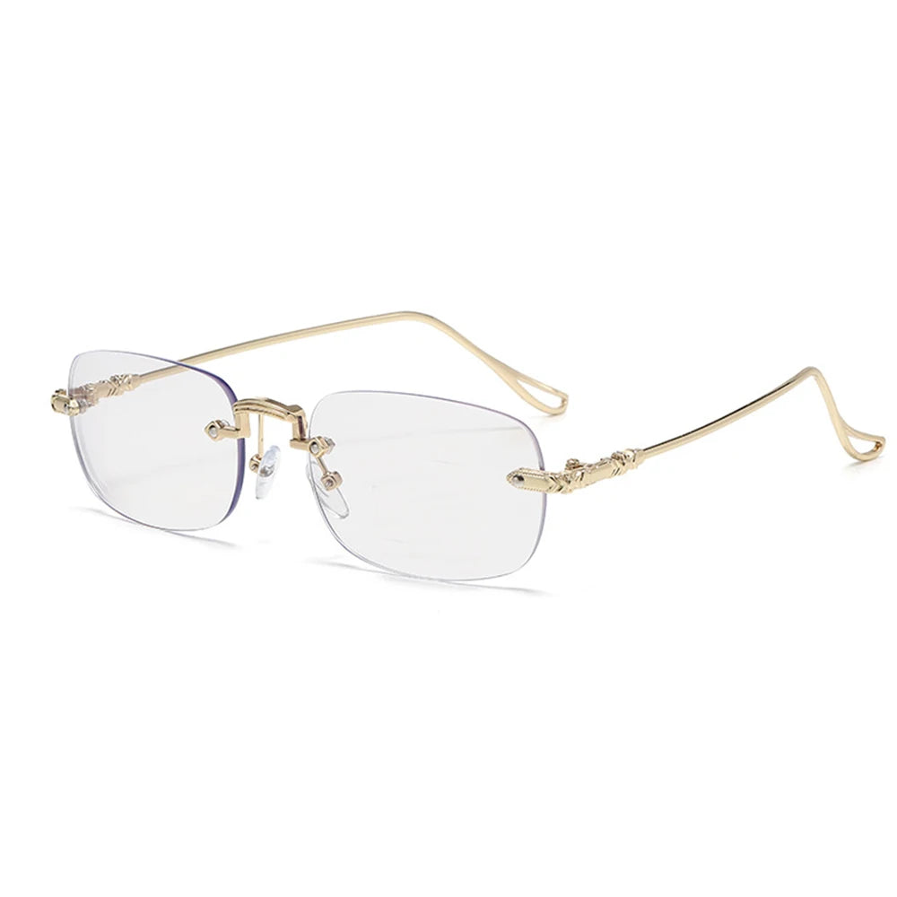 KLASSNUM Men Rimless Anti-Blue Light Glasses Photochromic Glasses Women Alloy Frame Ultra Light Computer Goggles Sunglasses 2025