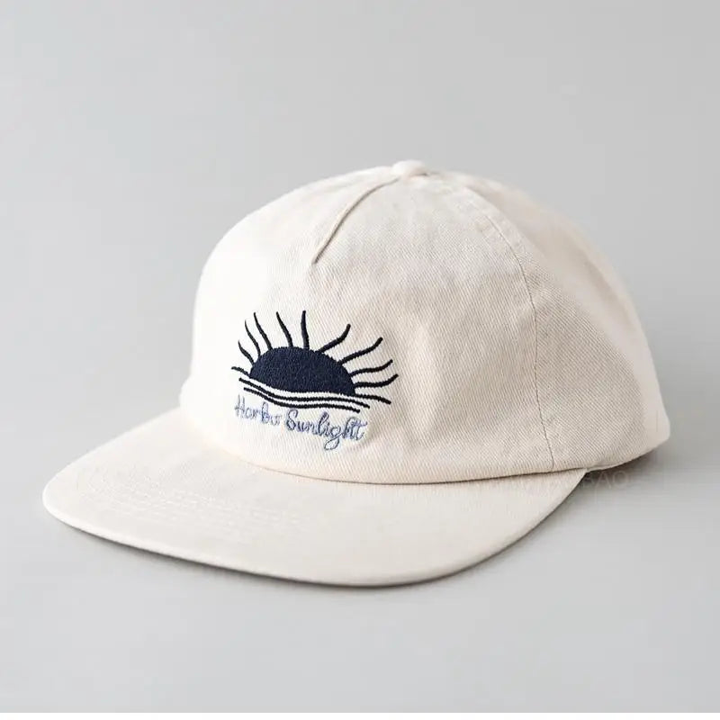 Cute Flat Brim Baseball Cap Women Men Teens Sunrise Embroidrey Summer Caps Sun Hats