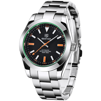 BENYAR – Neue Herrenuhr, Luxusmarke, mechanische Automatikuhr, wasserdicht bis 50 m, sportliches Modell mit leuchtenden Zeigern