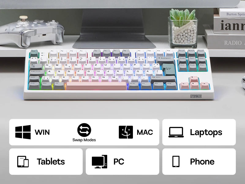 EPOMAKER TH87 ISO-DE Tenkeyless TKL Layout Gasket Wired/Bluetooth/2.4 GHz Wireless Mechanical Keyboard with RGB Backlight