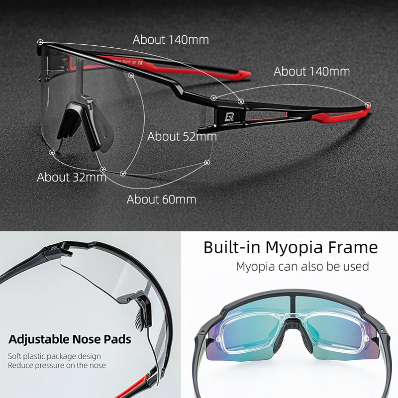 ROCKBROS Cycling Glasses Photochromic Glasses Bicycle Glasses Eyewear Goggles Windproof Bicycle Outdoor Sports Sunglasses