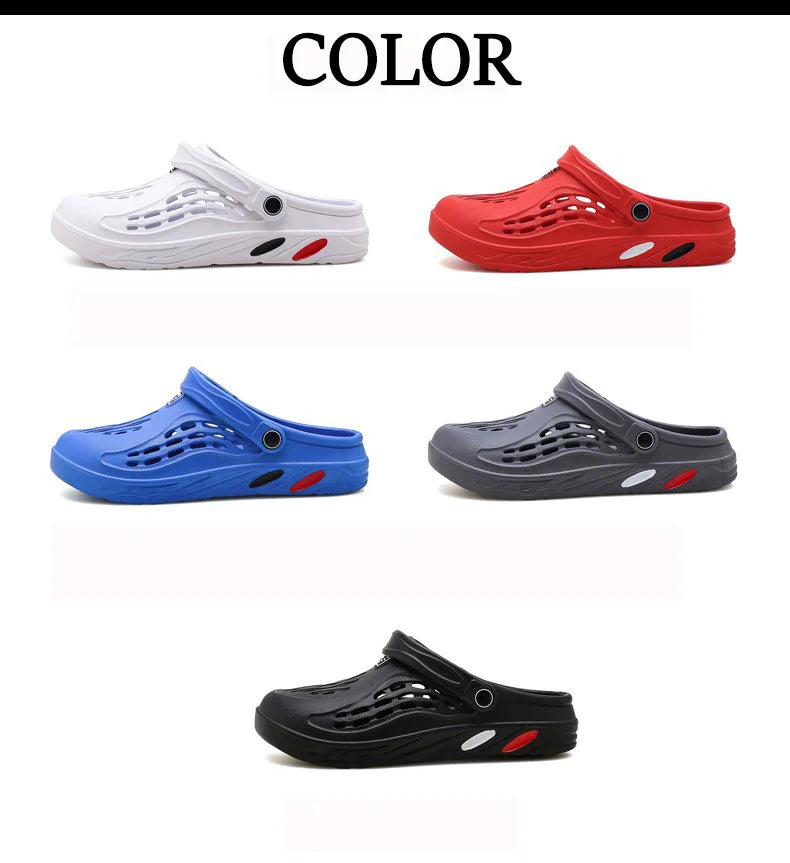 Sandales légères d'été pour hommes, chaussures décontractées, sabots troués, pantoufles plates de plage pour hommes, grande taille 49