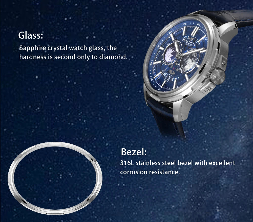 Reloj mecánico automático para hombre BORIAGE (BOAIJIUA), diseño original, resistente al agua, luminoso