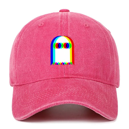 Colorful ghost print baseball cap suitable for daily dressing up and Halloween parties, adjustable outdoor sun protection hat