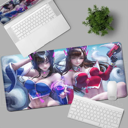 Tapete de rato gaming Overwatch Anime Girl grande XXL com impressão HD, base para teclado de computador, portátil e escritório, tapete de secretária em borracha macia 900x400 MM