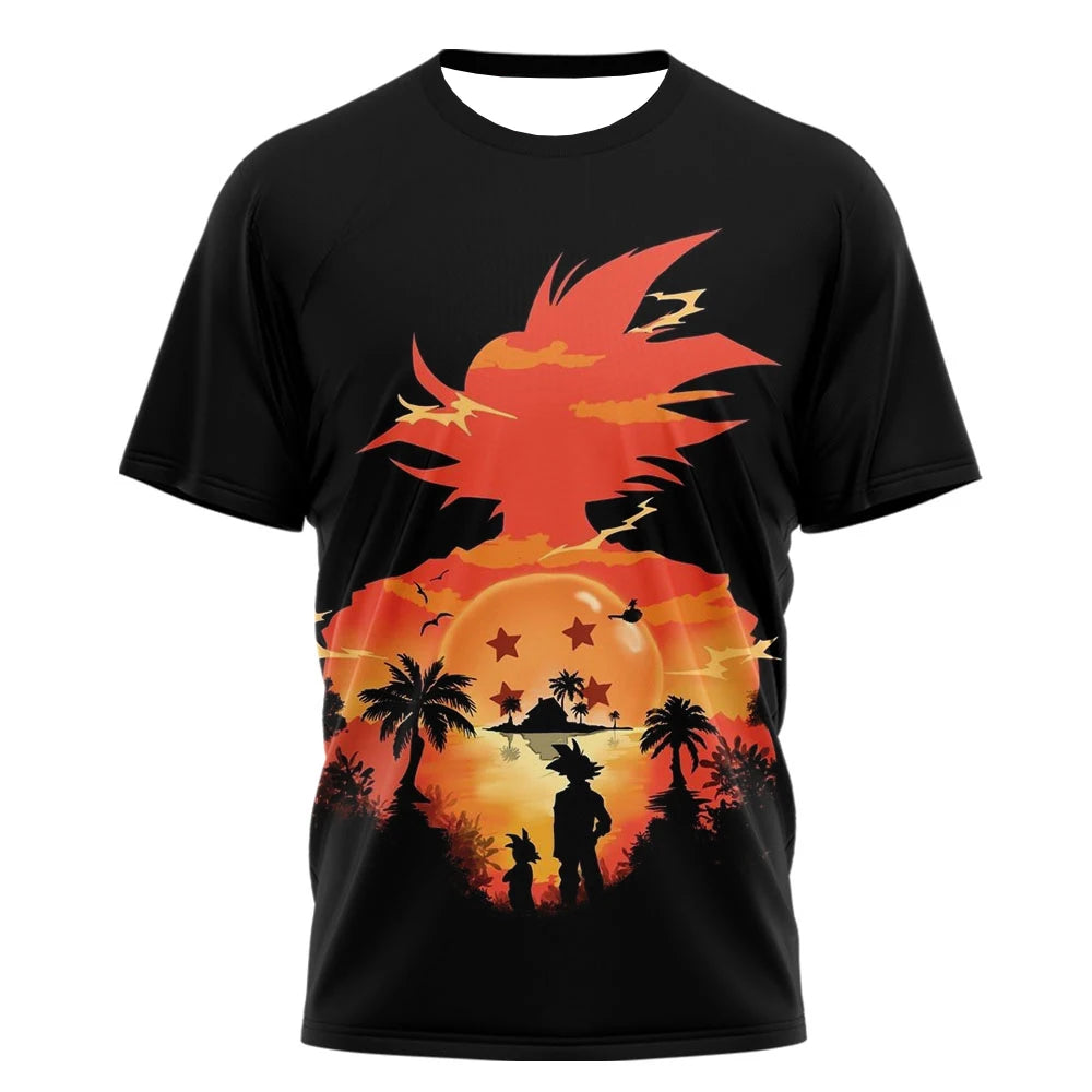 2026 Summer Dragon Ball Goku "Ink Martial Arts" 3D Printed Breathable Quick-Drying T-Shirt for Men and Women, Parental Use Top